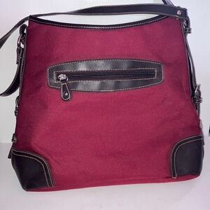 Red and Brown Shoulder‎ Bag with Pockets